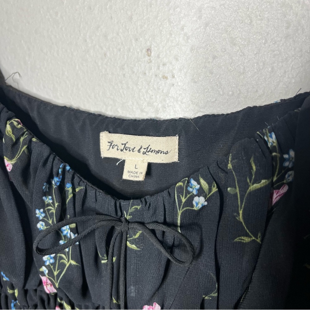 For Love & Lemons Black Floral Long Sleeve Smocked Dixon Mini Skirt - Picture 9 of 10